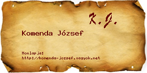 Komenda József névjegykártya